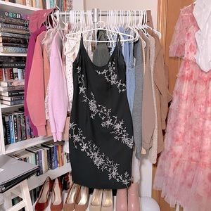 Black and white floral embroidered dress